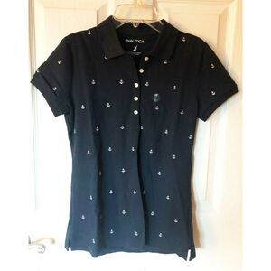 Nautica Navy Polo Shirt Anchor Embroidery Women's Size S NWT